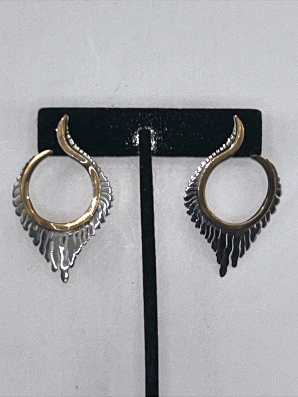 Sterling Silver and Gold Sunburst Earrings - Picture 2 of 6